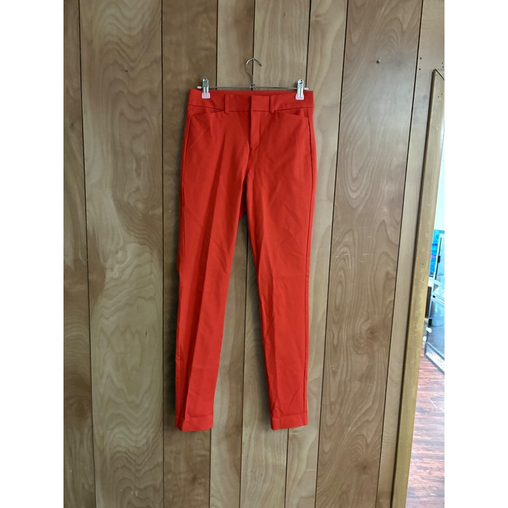 Old Navy Pixie Skinny Pants Red Orange High Rise Secret Smooth Pockets Size 0